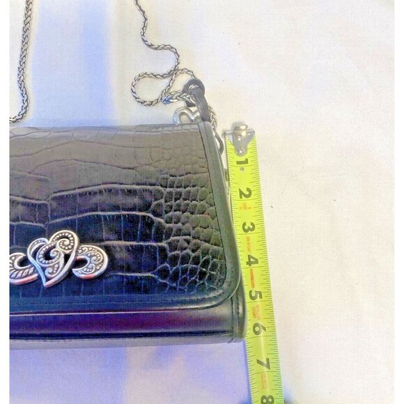 Brighton Boxy Black Croc Leather Silver Chain Strap Crossbody Bag 8.5 x 6 x 3" - Picture 16 of 16
